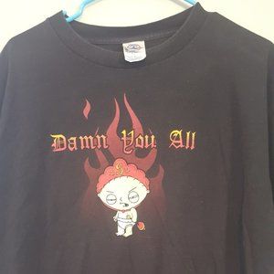 Vintage Family Guy Stewie Griffin "Damn You All" Funny Graphic T-Shirt - Size XL